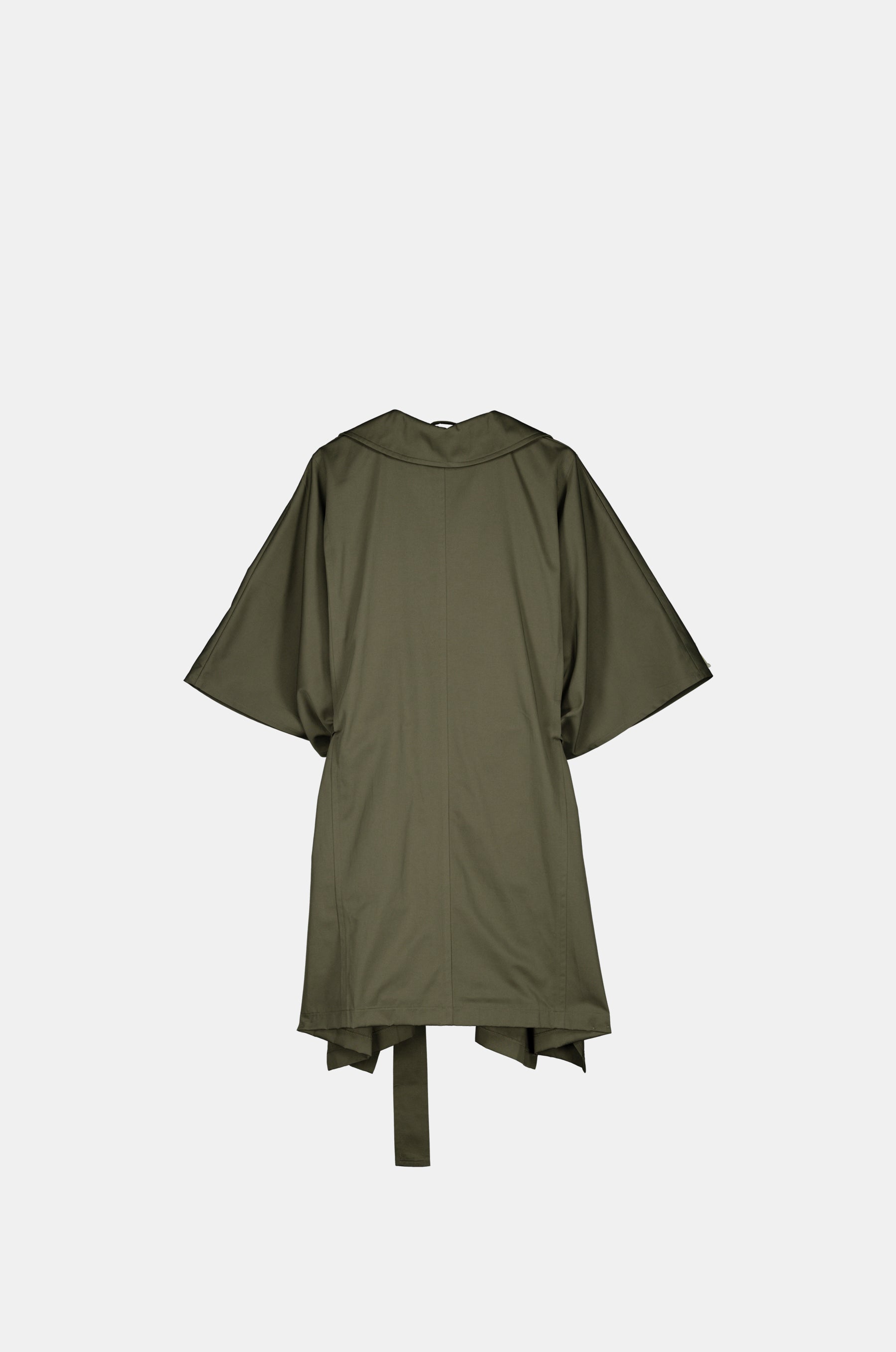 Green cape-style trench coat