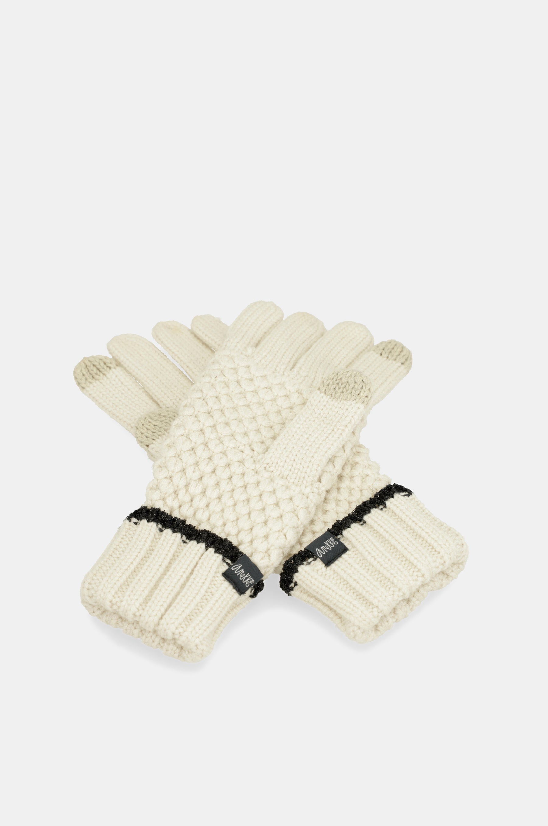 Beige knitted gloves