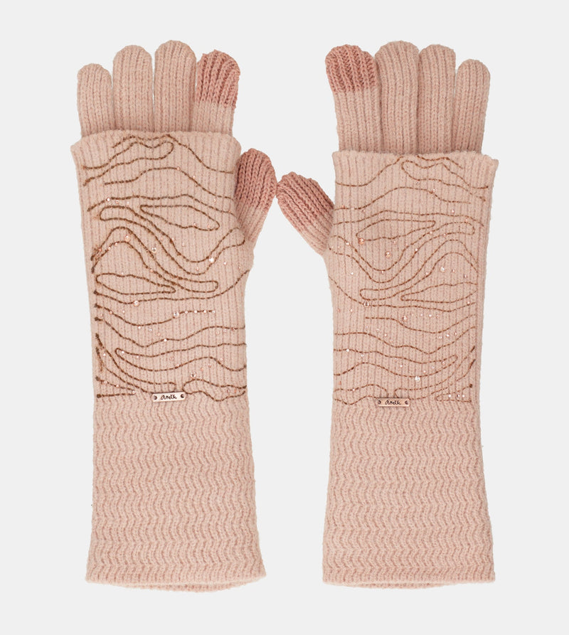 Beige knitted gloves