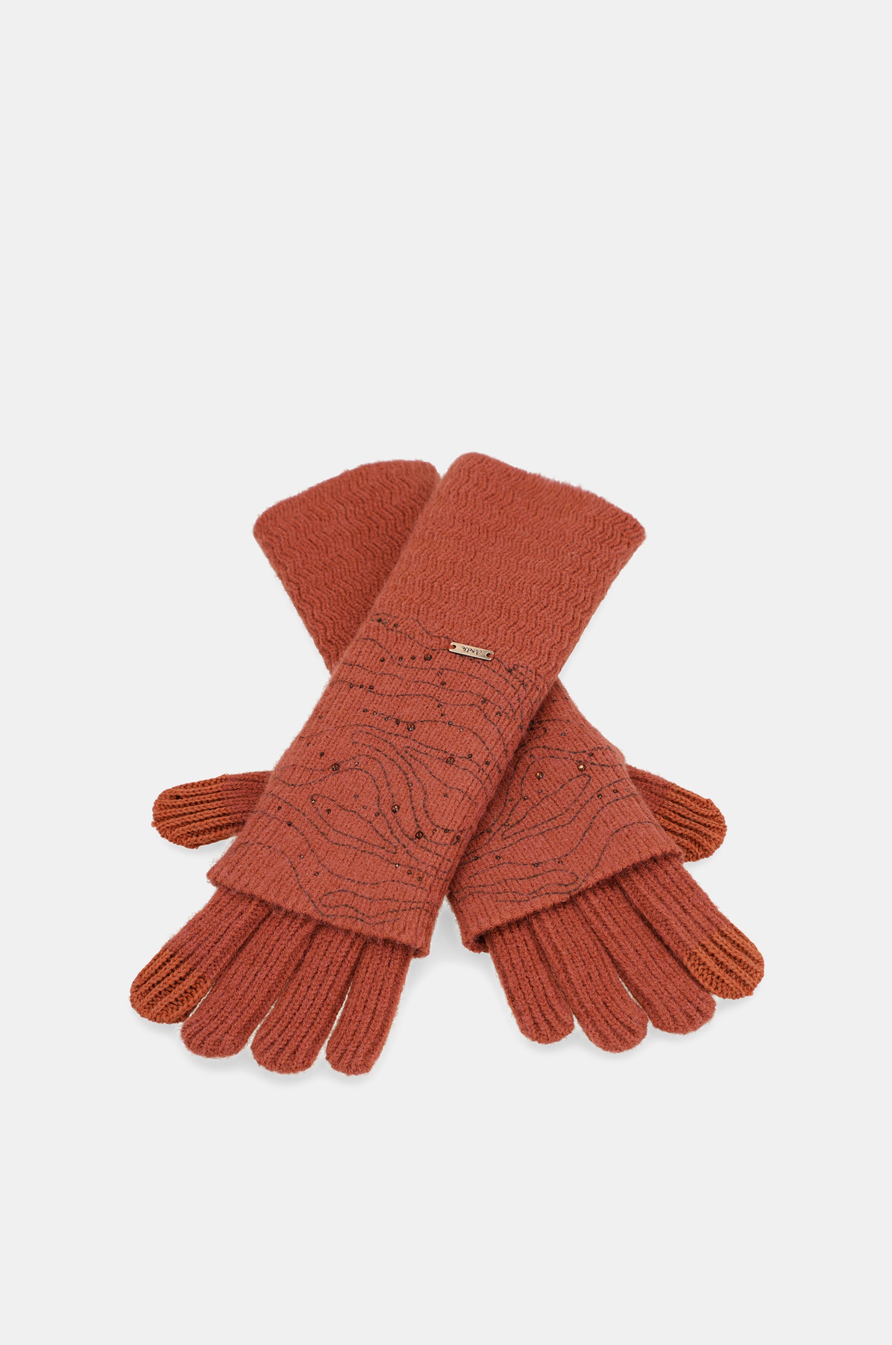 Red knitted gloves