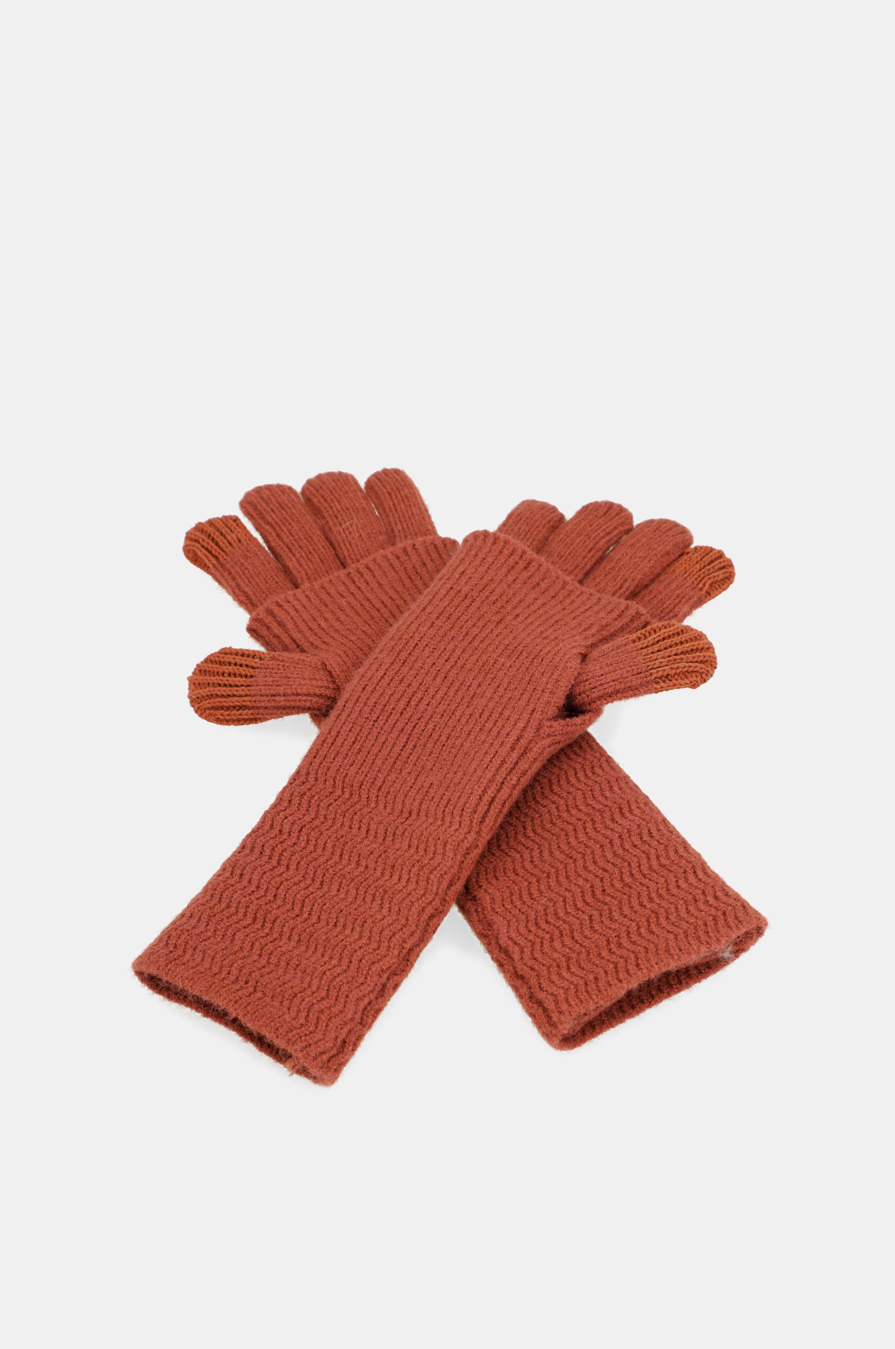Red knitted gloves