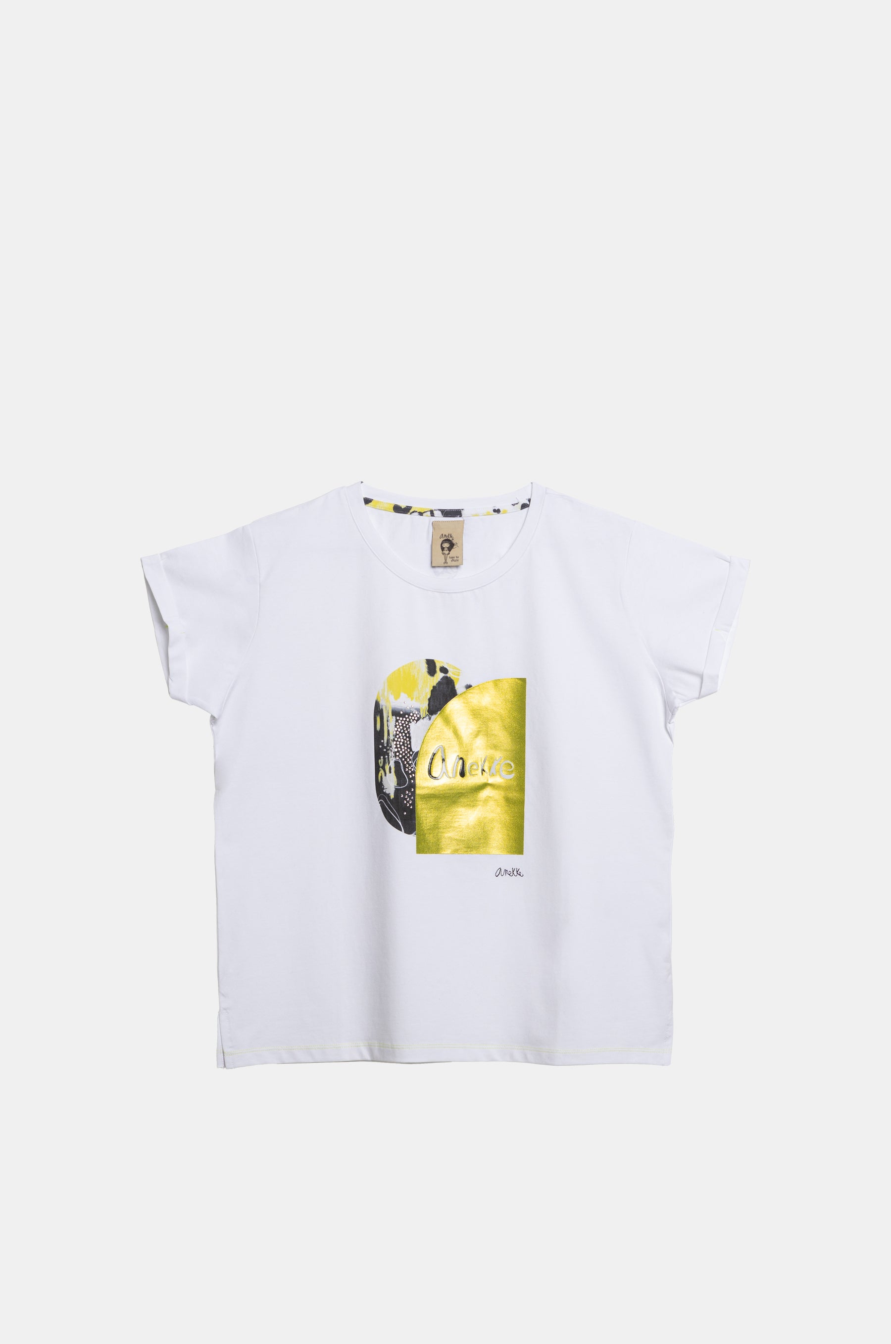 White and gold short-sleeve T-shirt Anekke