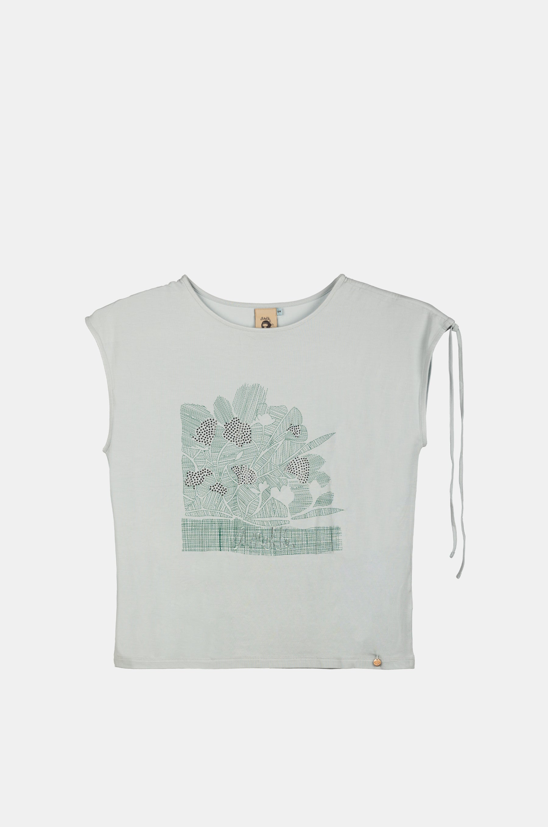 Blue one-shoulder ruched T-shirt