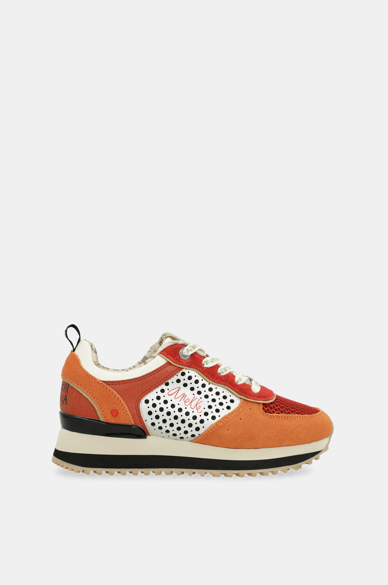 Red platform sneakers