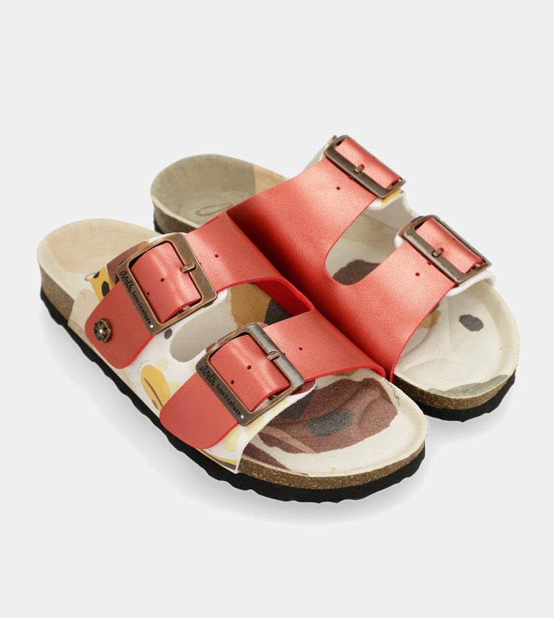 Red multicolor bio sandals