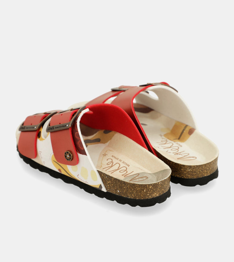 Red multicolor bio sandals