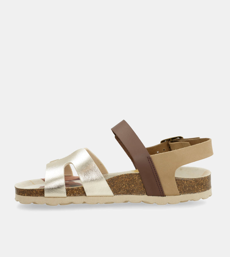 Gold and brown sandals