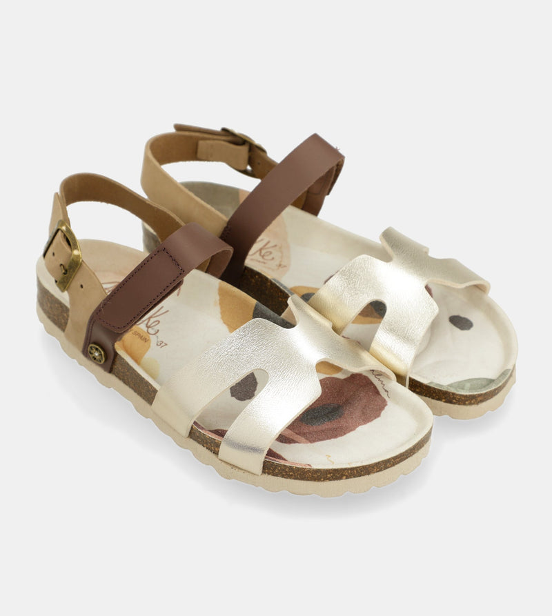 Gold and brown sandals