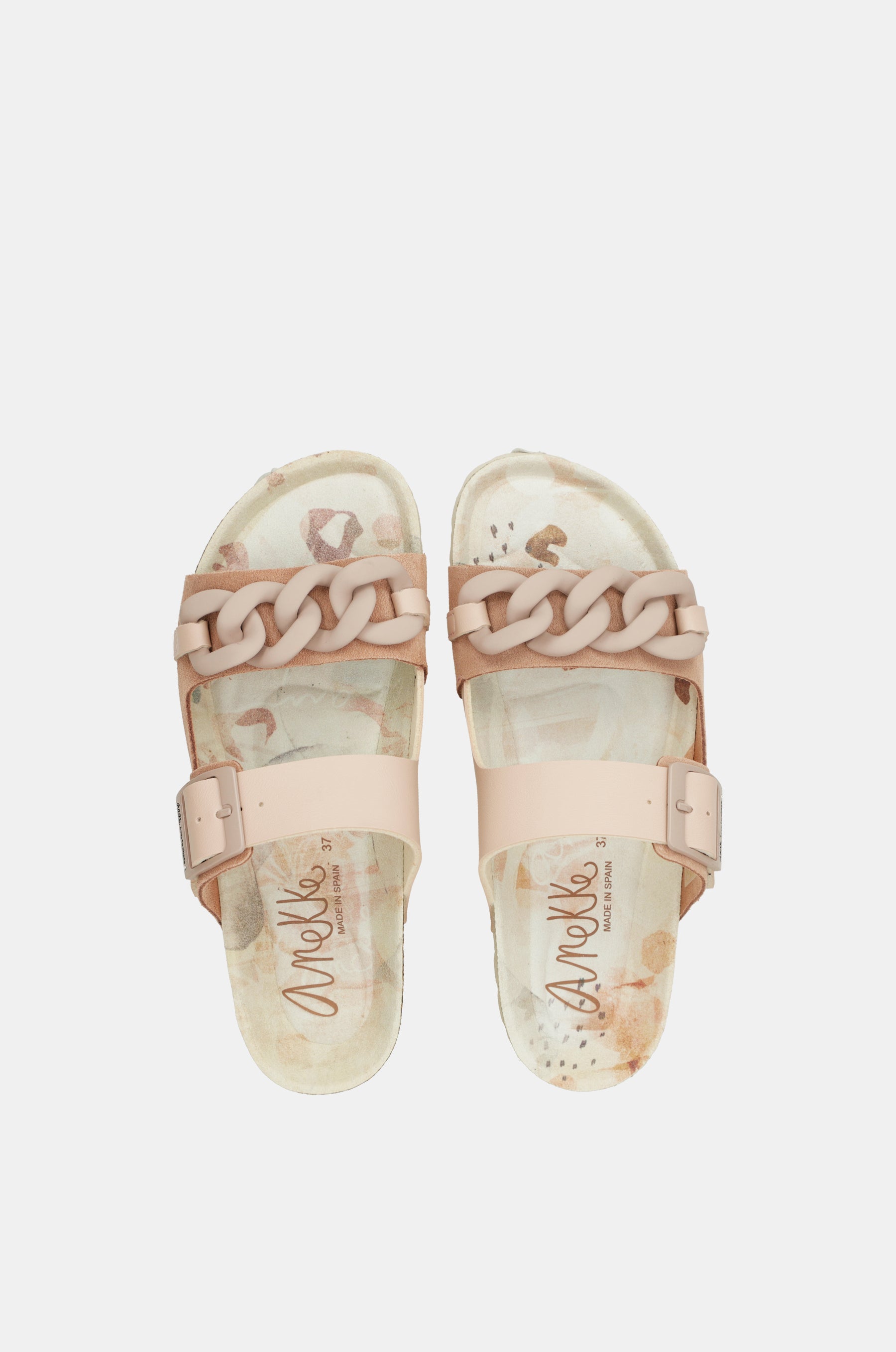 Pink chain-link bio sandals