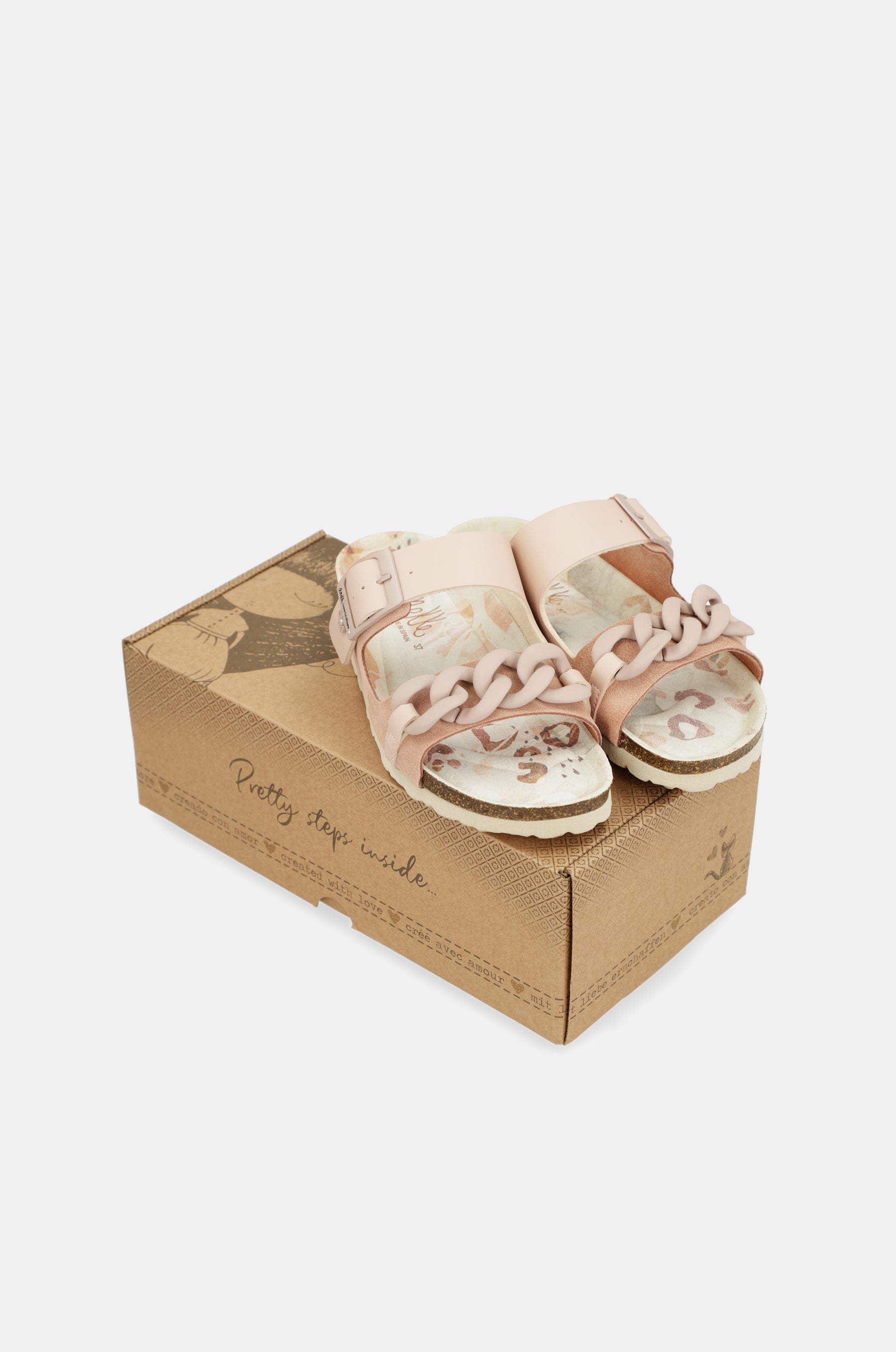 Pink chain-link bio sandals