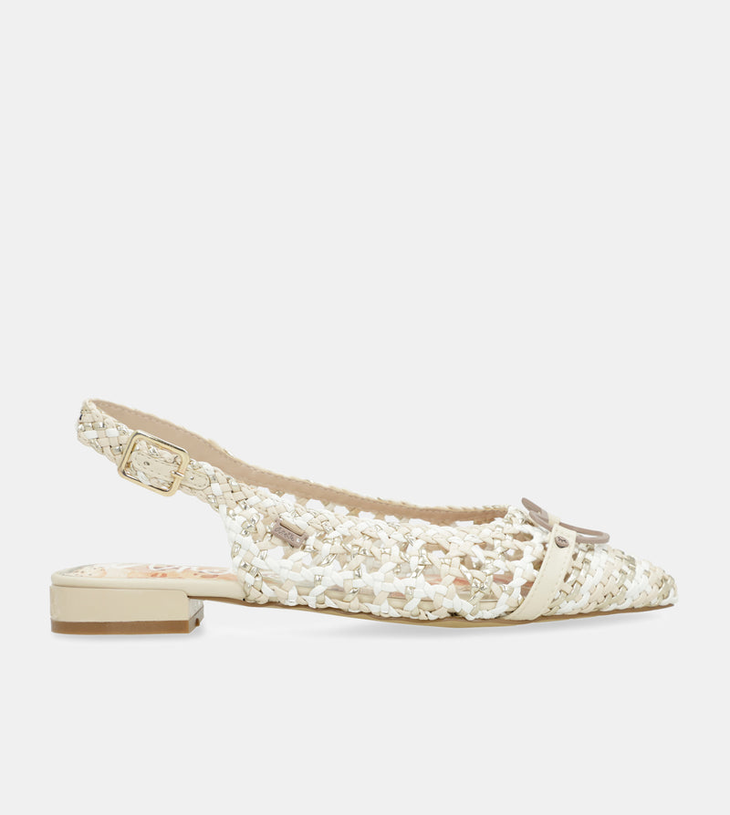 White and pink slingback ballet flats