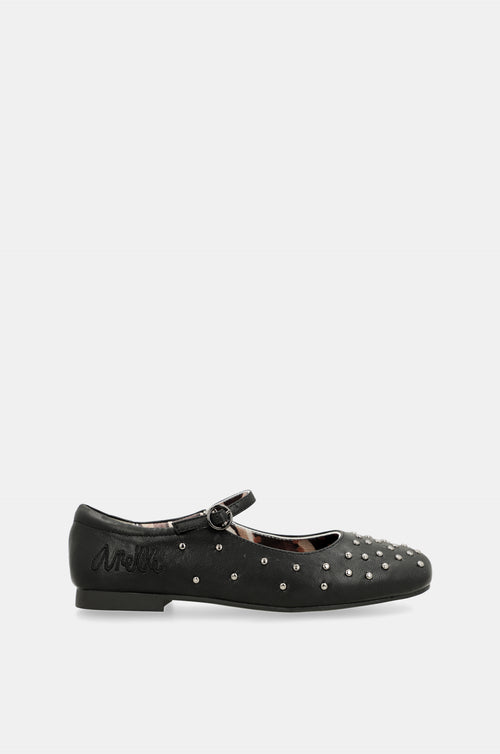 Black studded ballerinas