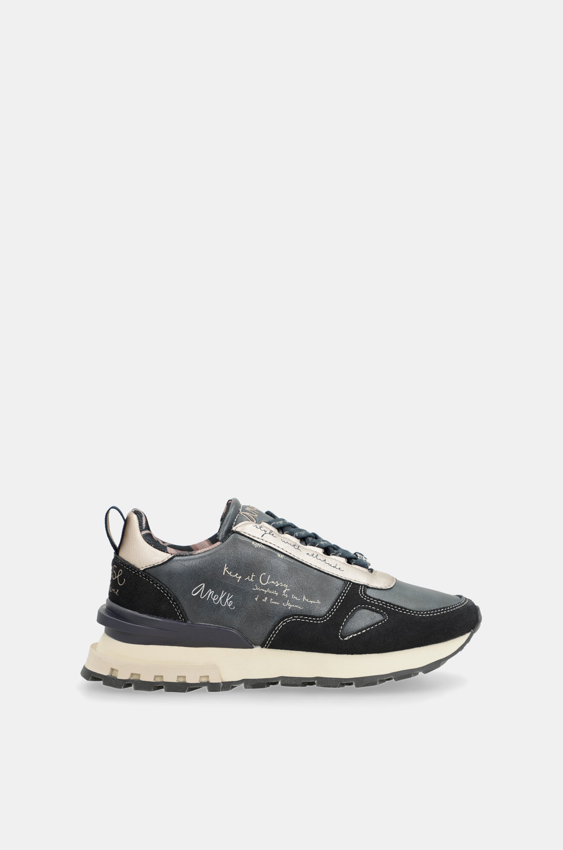 Navy blue & beige sneakers