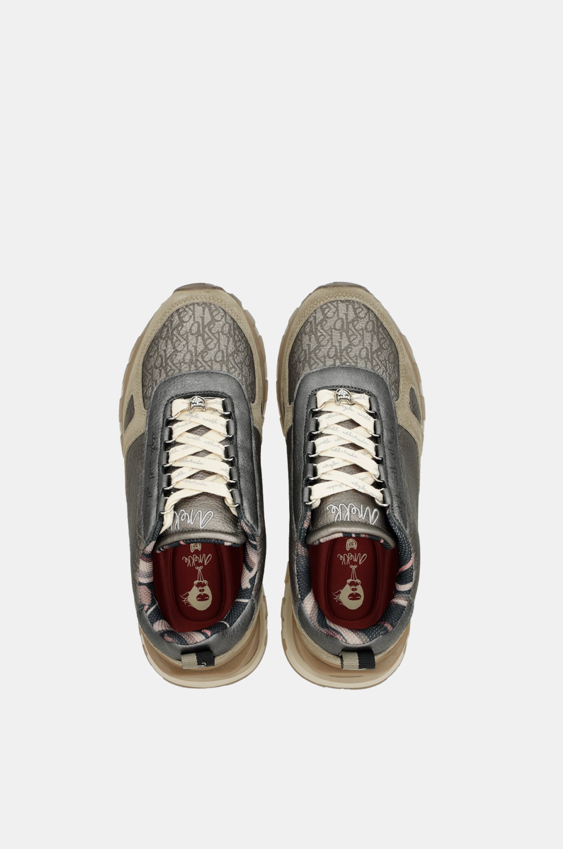 Metallic beige sneakers