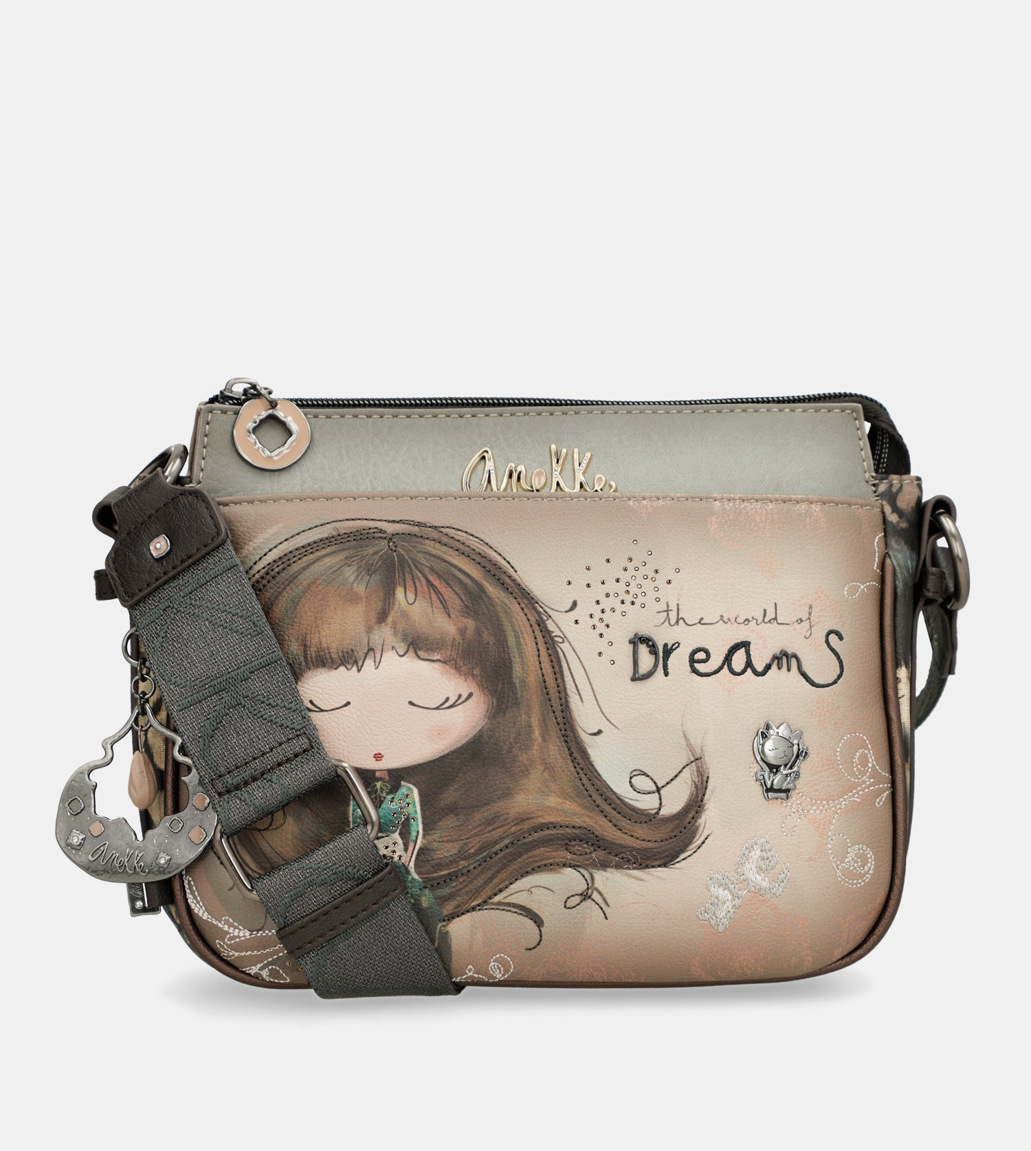 Real 3-compartment medium crossbody bag