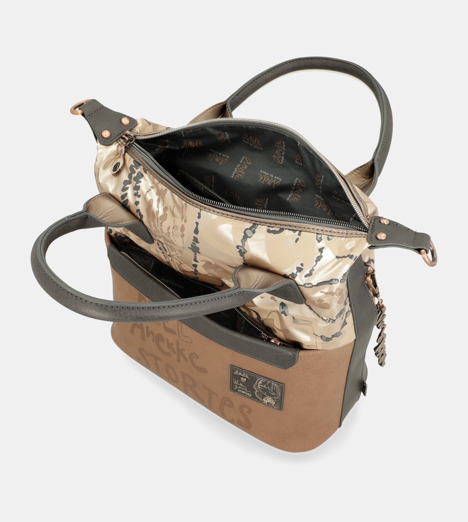 Intentions handle bag with shoulder strap