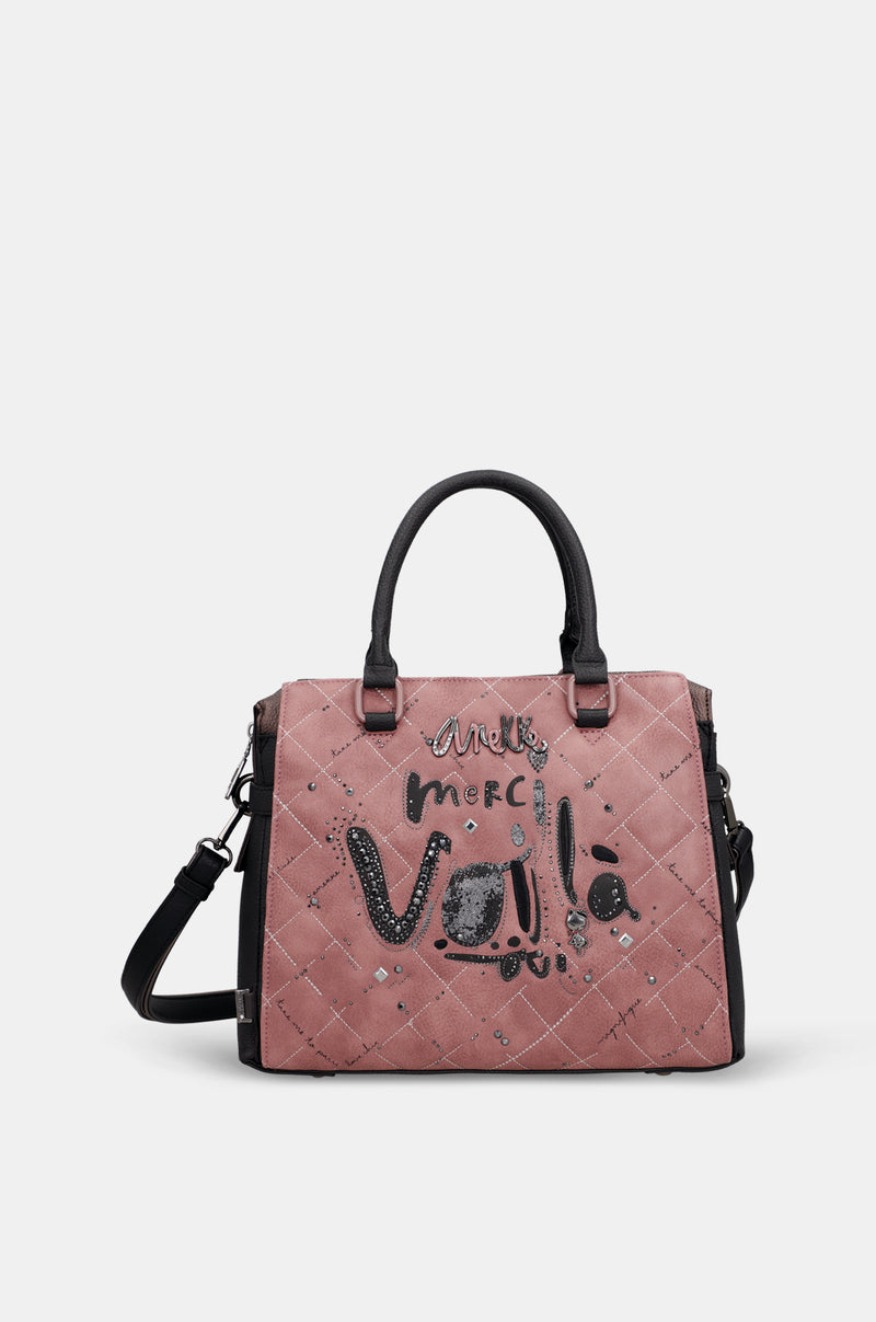 Parisian short-handle bag with shoulder strap