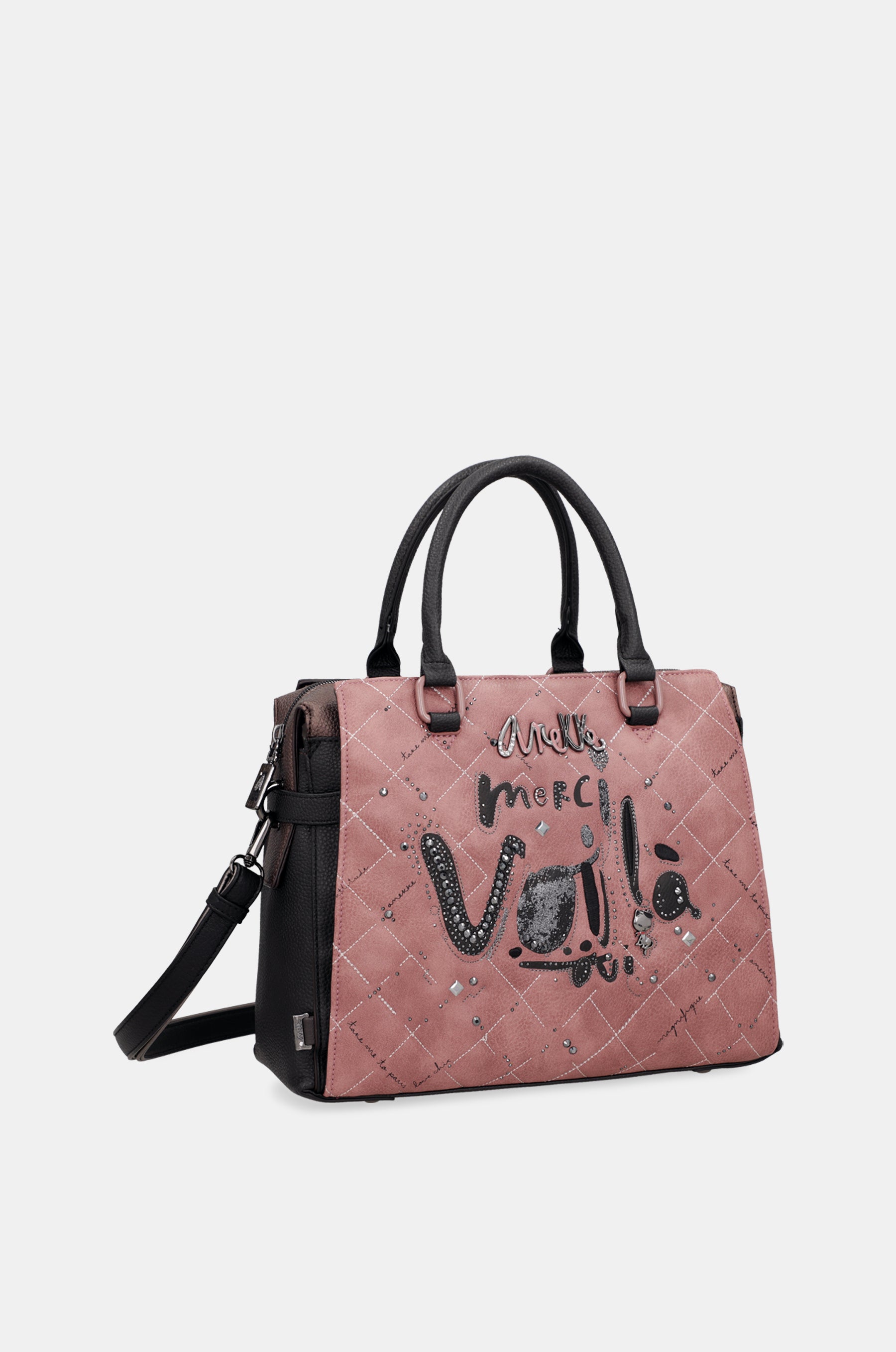Parisian short-handle bag with shoulder strap