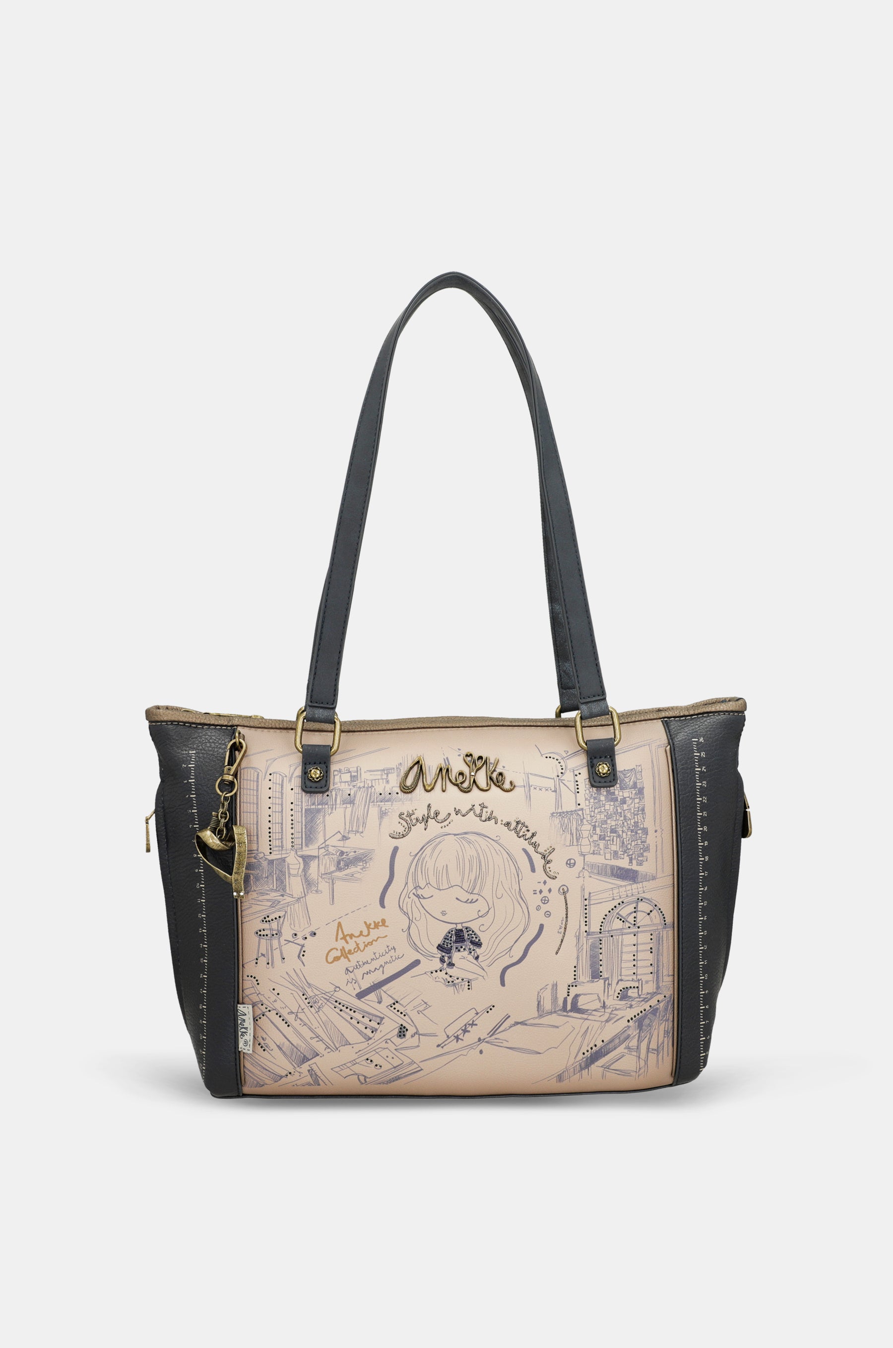 Studio shopper bag with shoulder strap