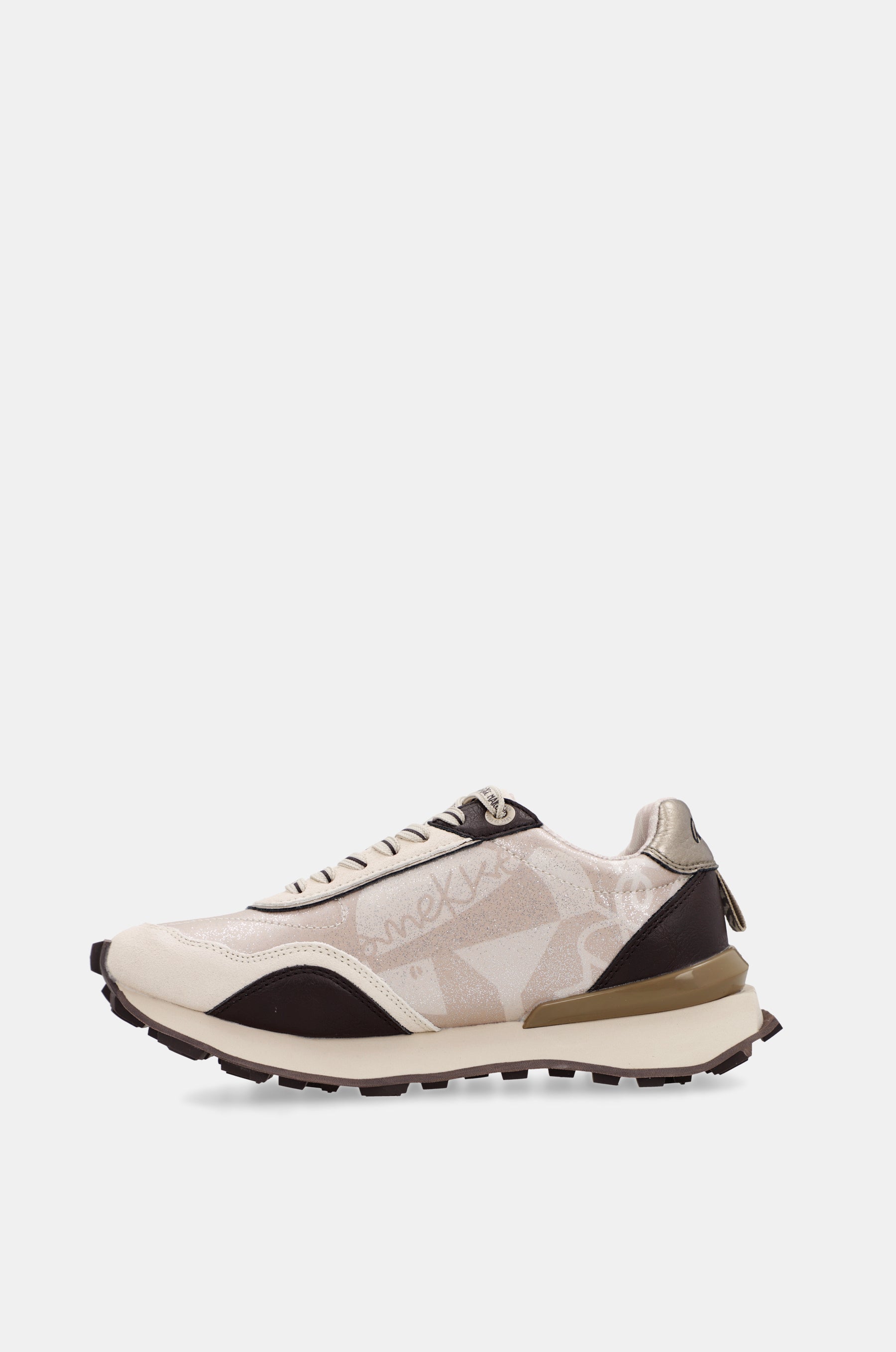 Beige sneakers with brown details