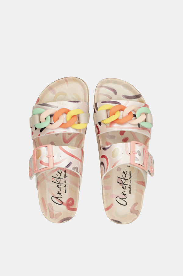 Olympia bio sandals with chain links