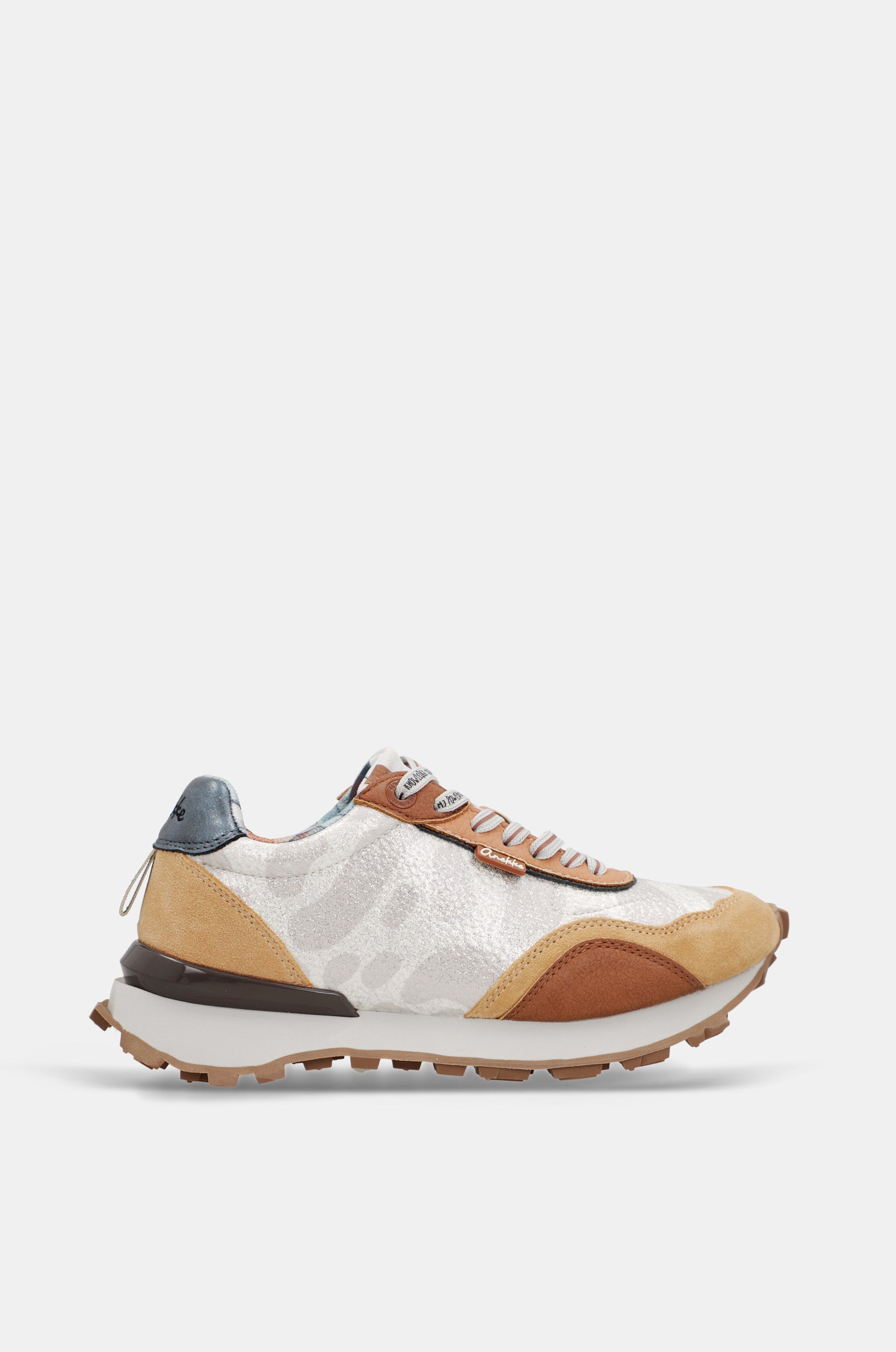 Beige and orange sneakers