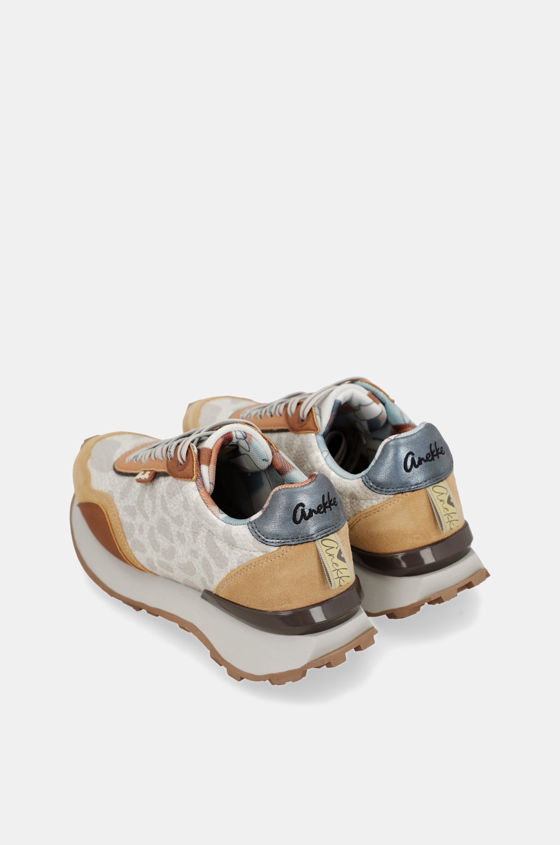 Beige and orange sneakers