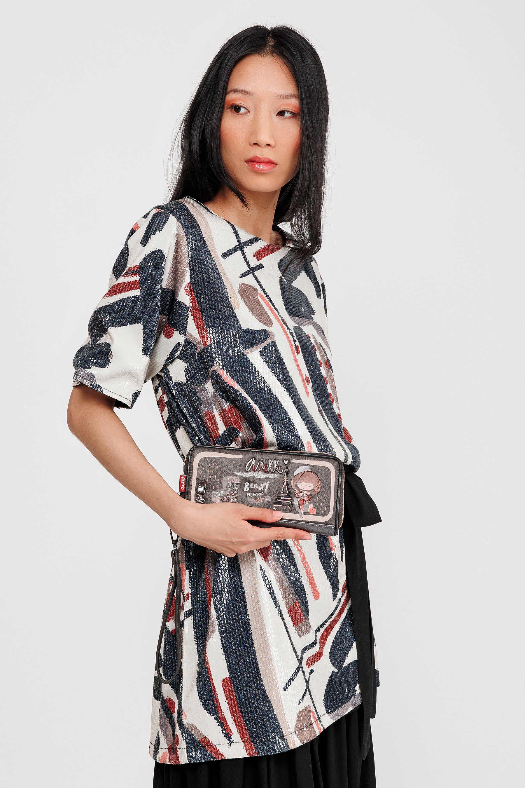 Mademoiselle printed large RFID wallet