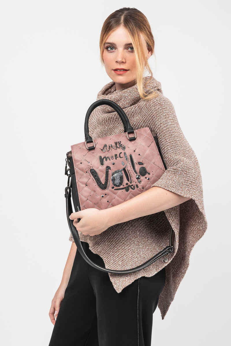 Parisian short-handle bag with shoulder strap