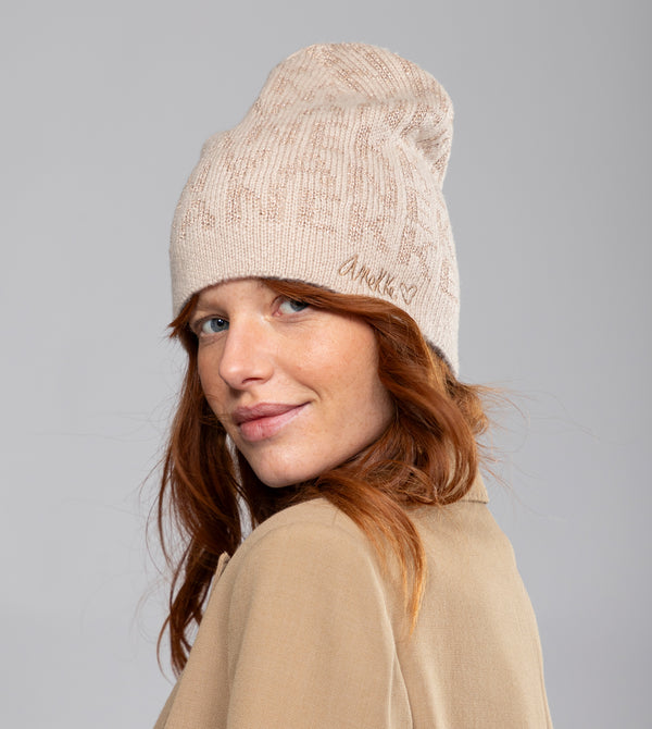 Beige Contemporary Knit Hat