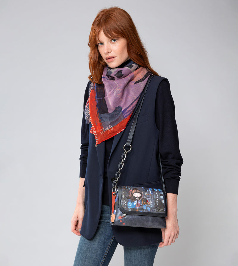 Contemporary flap shoulder bag