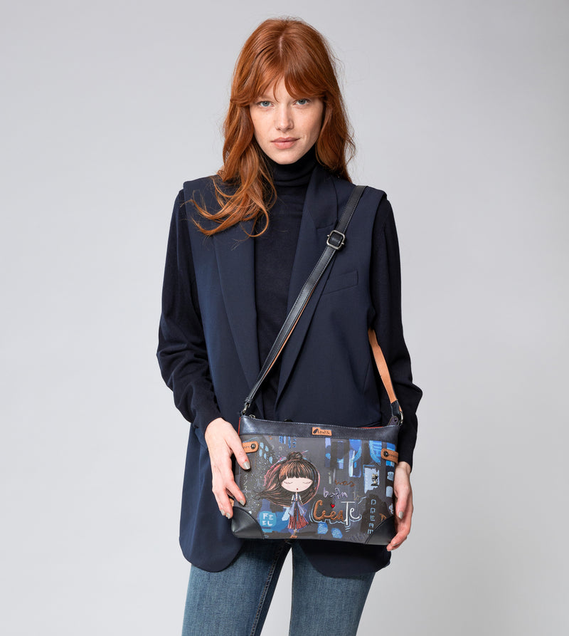 Contemporary large printed shoulder bag