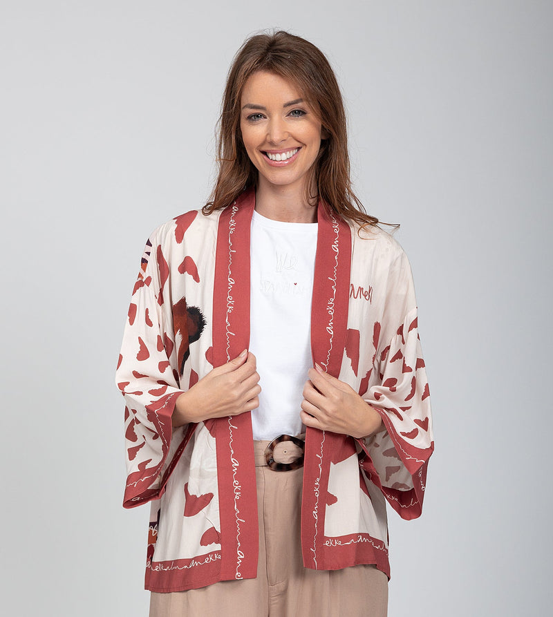 Red short kimono