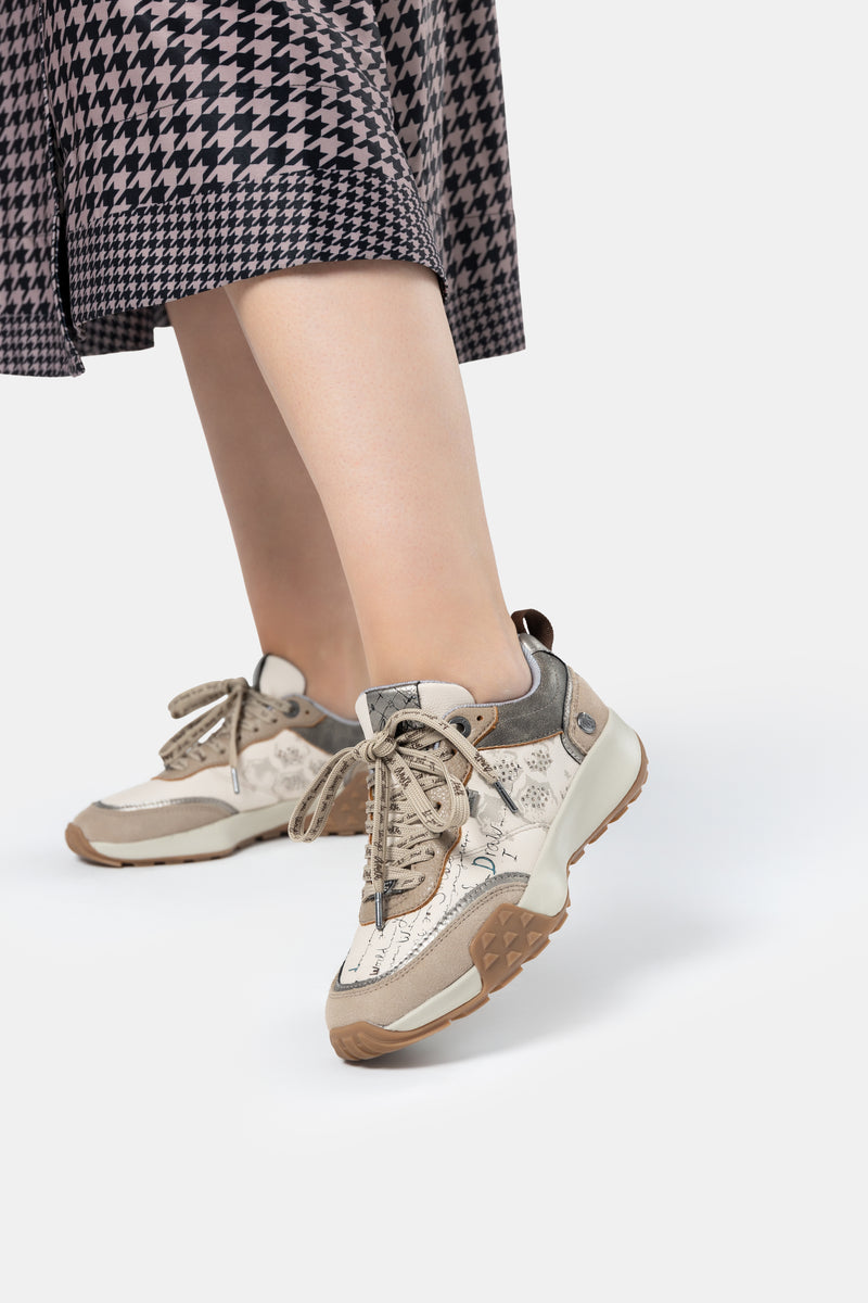 Beige printed sneakers