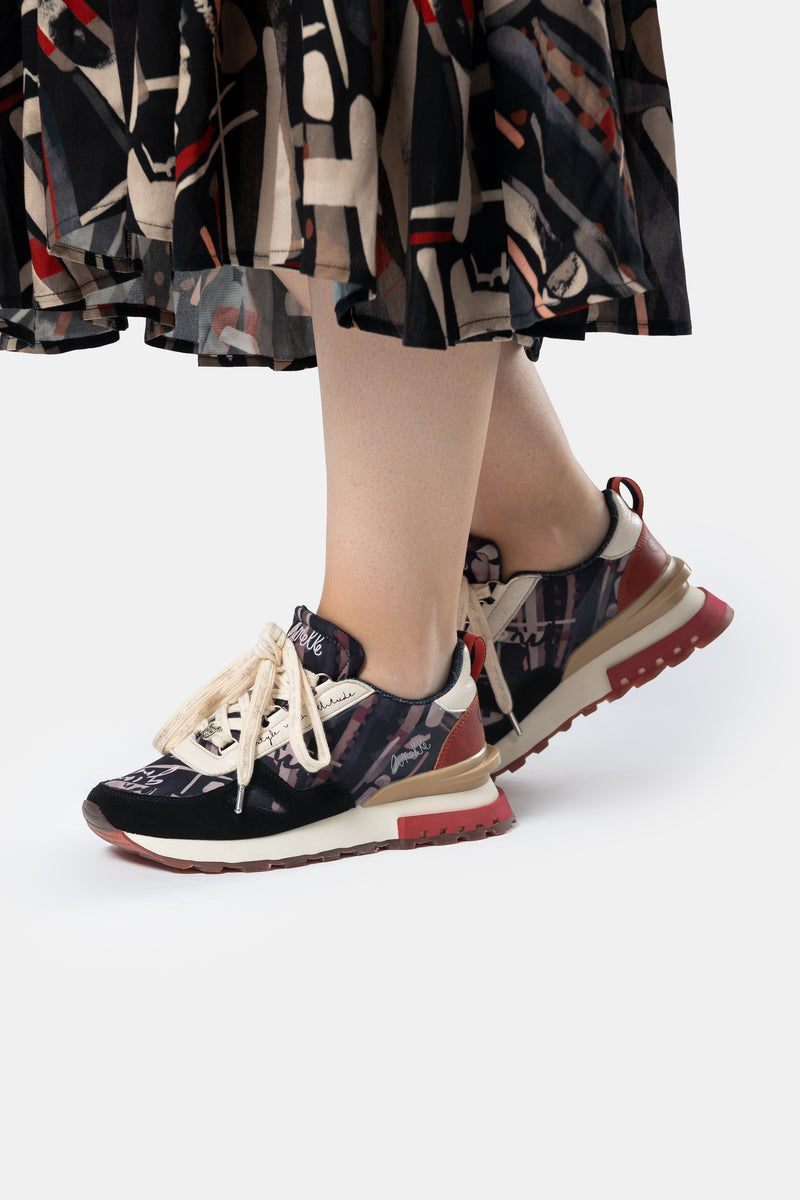 Black printed sneakers