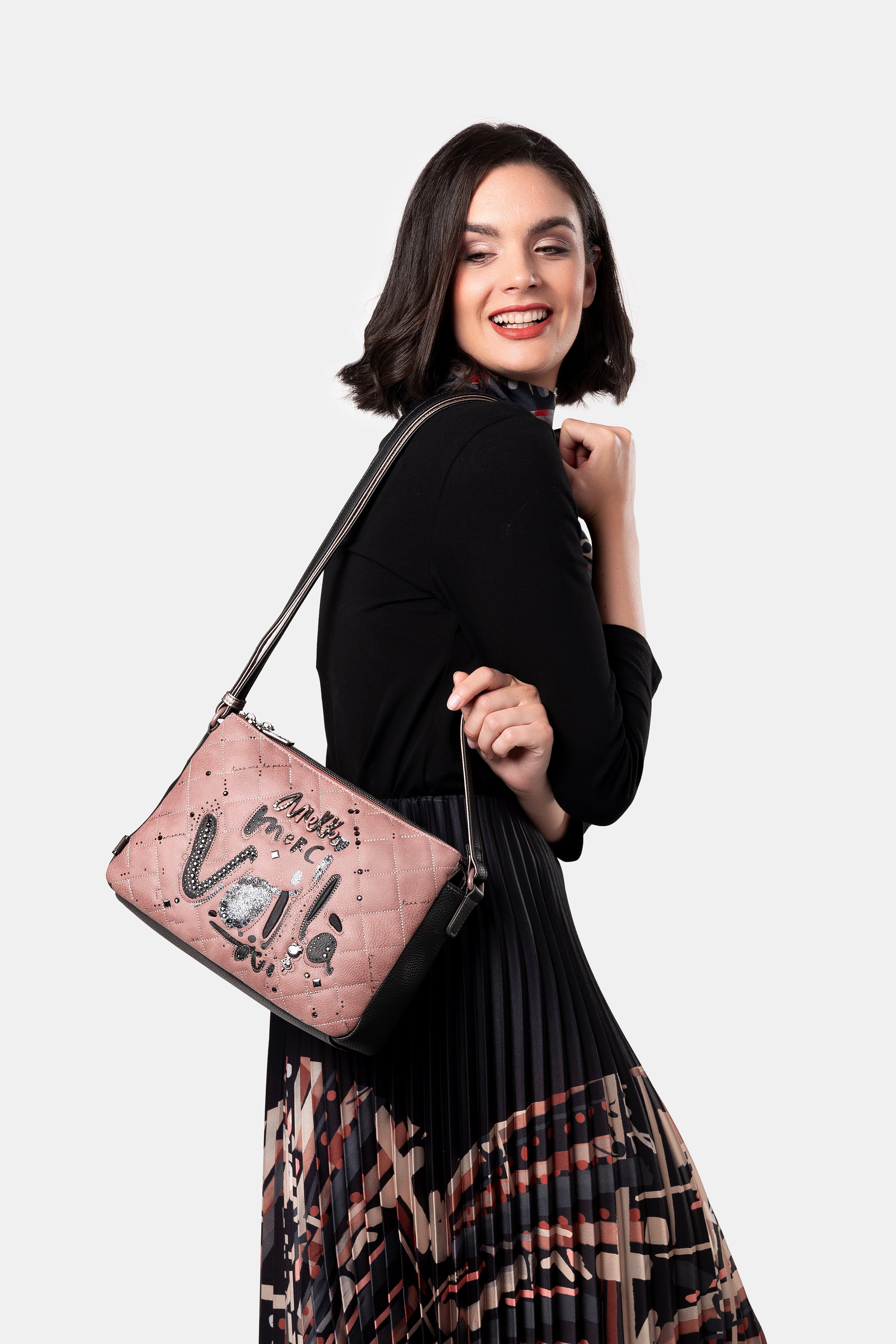 Parisian 3-compartment printed crossbody bag