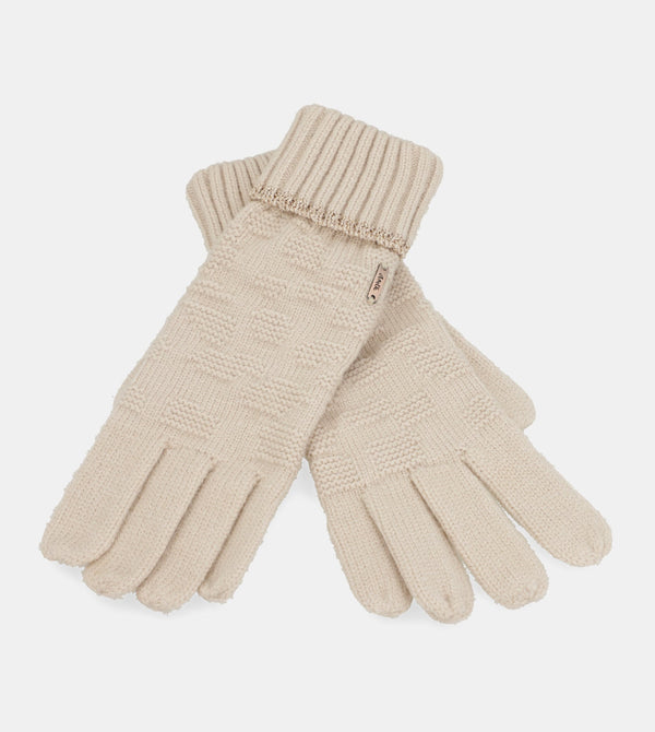 Beige knit gloves