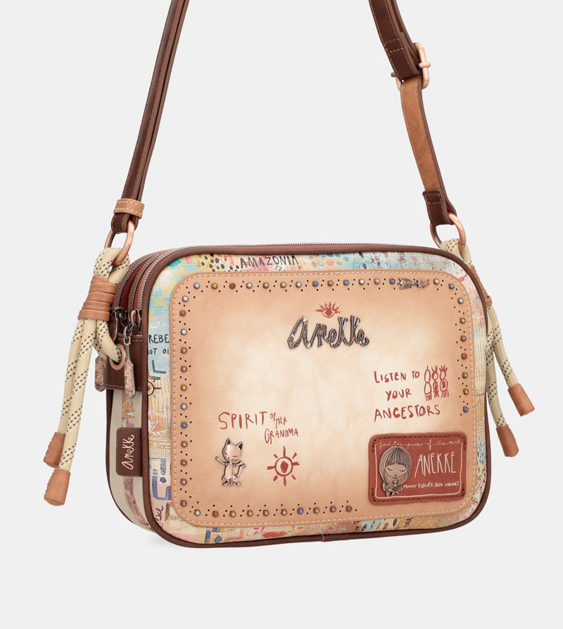 Tribe crossbody bag with 3 compartments