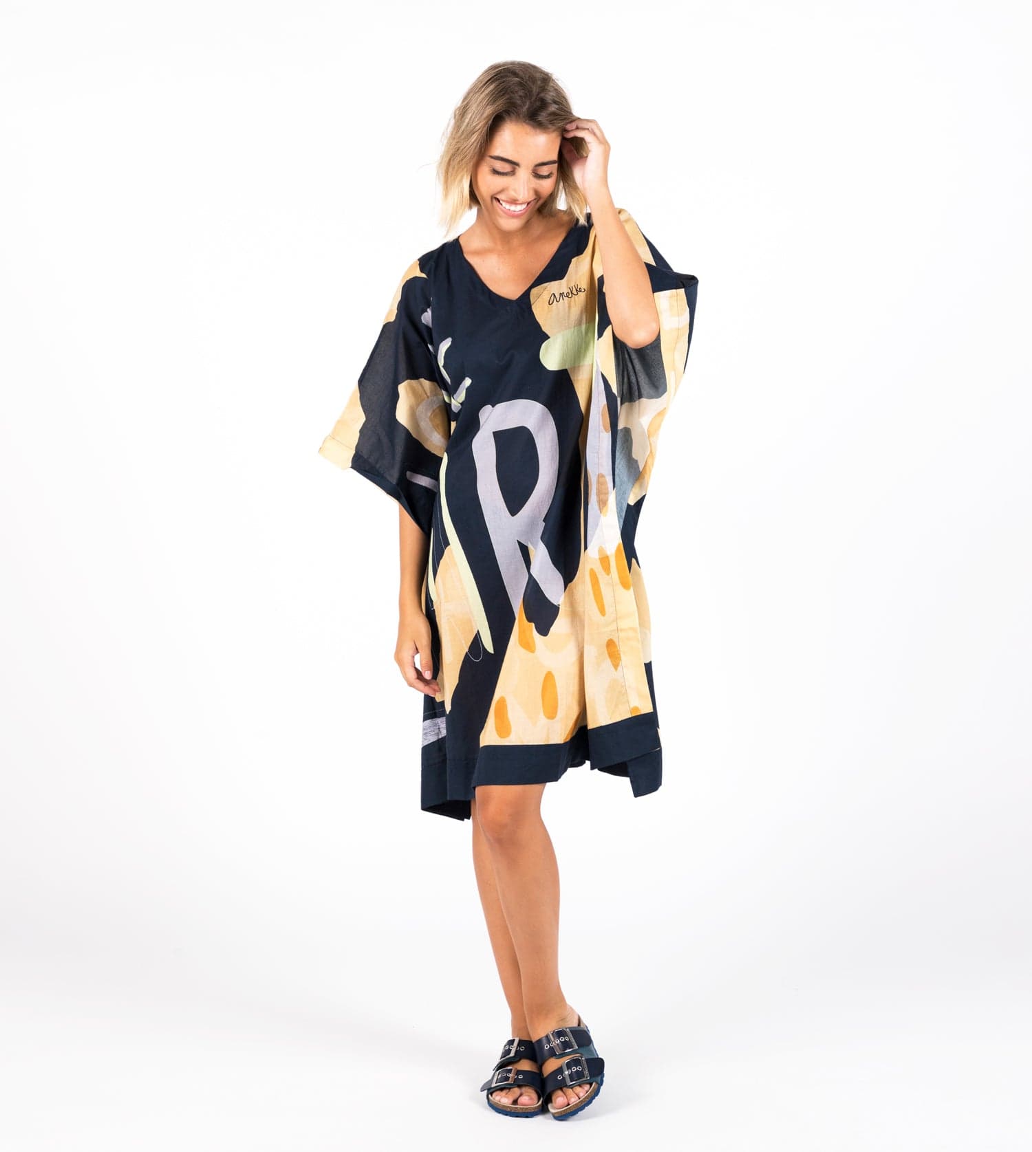 Navy blue print kaftan