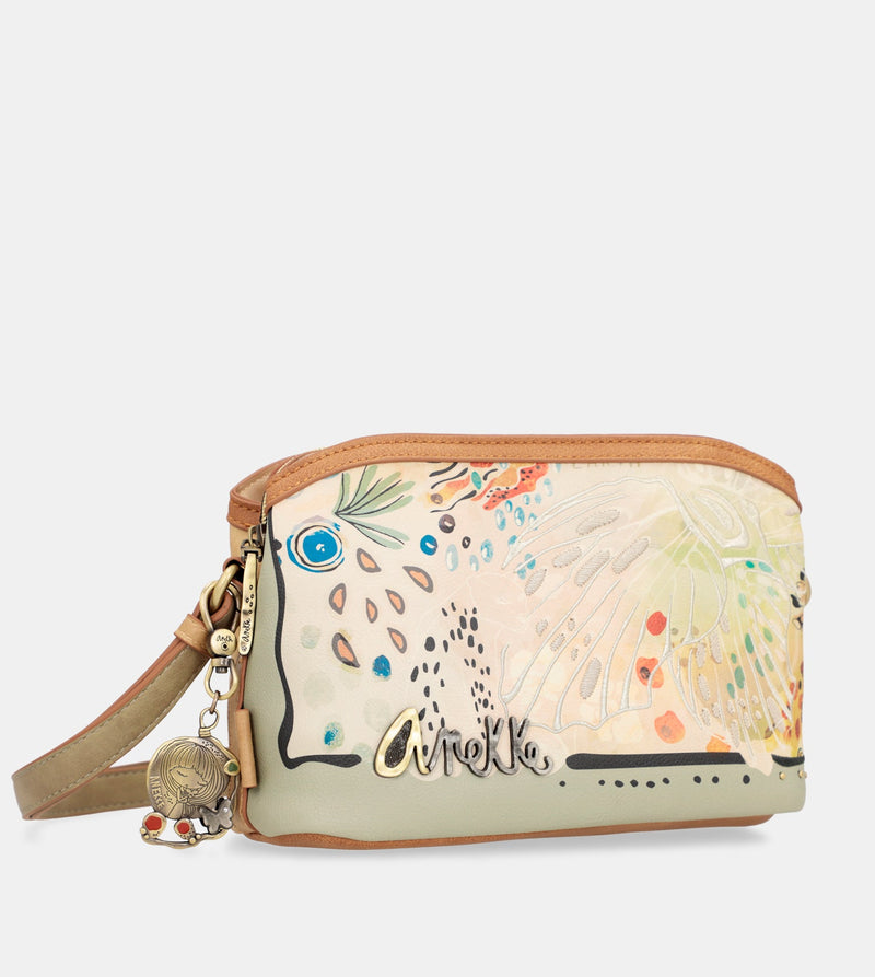 Butterfly crossbody bag with triple compartments