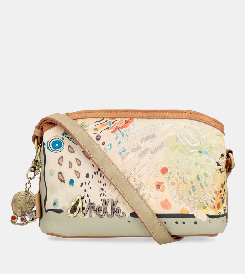 Butterfly crossbody bag with triple compartments