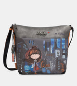 Contemporary large printed messenger bag