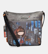 Contemporary large printed messenger bag