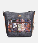 Contemporary large printed messenger bag