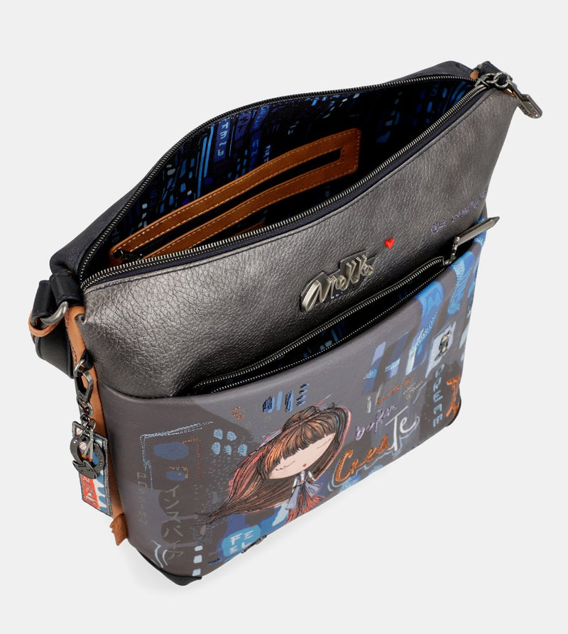 Contemporary large printed messenger bag