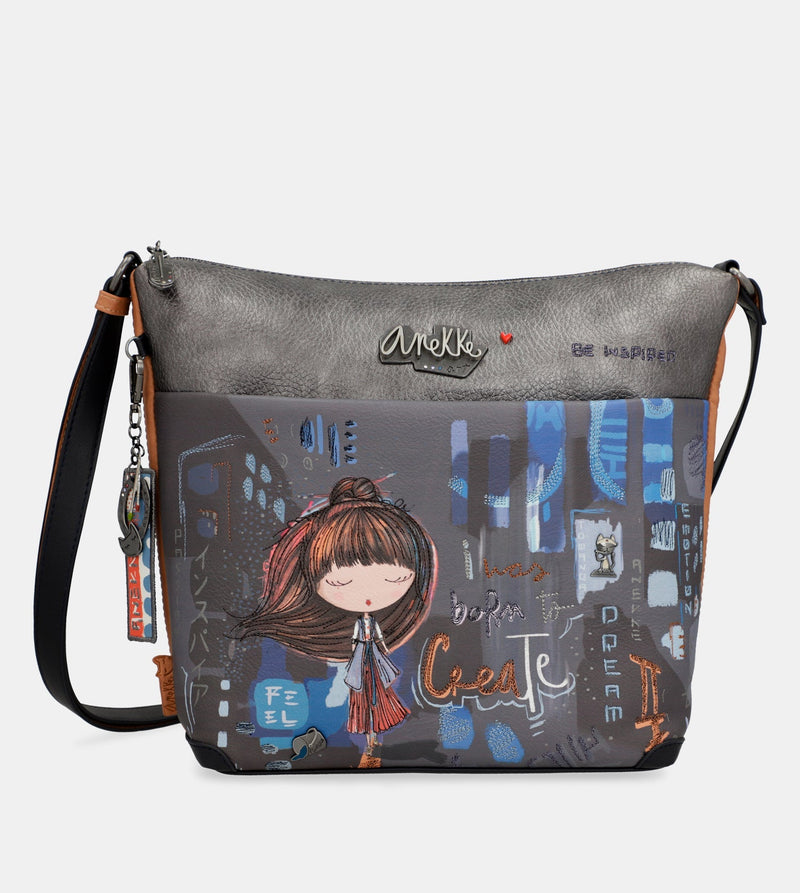 Contemporary large printed messenger bag