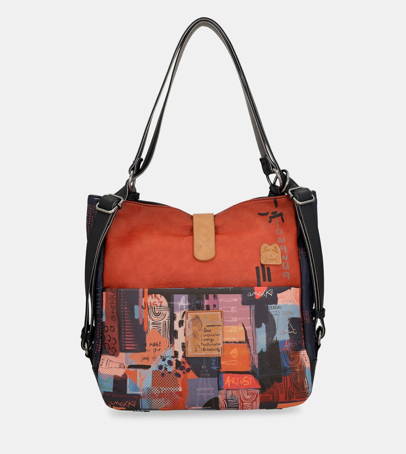 Contemporary shoulder bag convertible into a backpack Contemporary