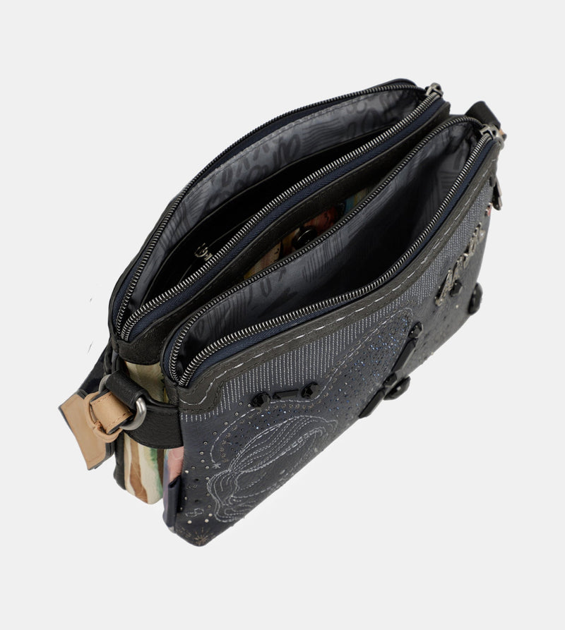 Studio navy blue 2-compartment crossbody bag