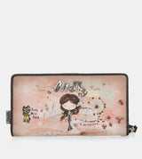 Peace & Love pink large RFID wallet