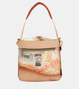 Flowers crossbody bag with rope closure